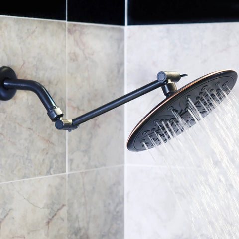 10 Inch Adjustable Shower Arm Extension With Solid Brass Construction Universal Fit For Rain Fixed And Handheld Heads