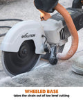 R230DCT 9 Inch Concrete Saw With 15A Motor No Gas Beats The Grinder Hands Down Ergonomic Lightweight Design With Wheeled Skid Plate For Easy Precise Cutting Diamond Masonry Blade Included in use