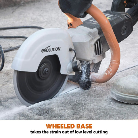 R230DCT 9 Inch Concrete Saw With 15A Motor No Gas Beats The Grinder Hands Down Ergonomic Lightweight Design With Wheeled Skid Plate For Easy Precise Cutting Diamond Masonry Blade Included in use