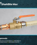 Max 3/4 Inch Push To Connect Brass Ball Valve With FNPT Connector for easy plumbing fittings install