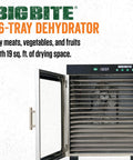 Top Shelf 16 Tray Stainless Steel Food Dehydrator Engineered For Homemade Snacks Jerky Fruits And Veggies With Huge Capacity Countertop Kitchen Appliance with open door and 19 sq. ft. of drying space.