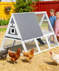 Large Triangle Chicken Coop With Run For 4-6 Chickens, wooden A-frame with nesting boxes, ramp, removable tray, weatherproof roof