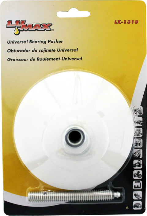 Lumax LX-1310 white plastic universal bearing packer with 1/2 in ID and 4.5 in OD for grease guns