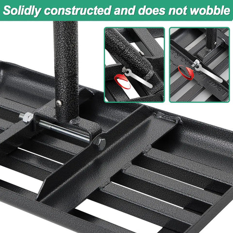 Heavy Duty Lawn Leveling Rake with Adjustable 60 Inch Handle, close-up of steel construction and adjustments, solid build.