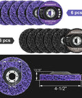 Paint Stripping Disc Set For Angle Grinders 4.5 Inch 12 Pack Dual Color 6 Purple 6 Black Rust Removal Paint Stripping Wheel Discs For Metal Surfaces For All Metals