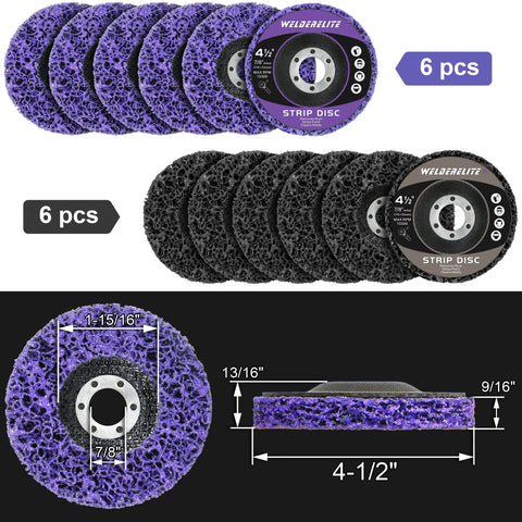 Paint Stripping Disc Set For Angle Grinders 4.5 Inch 12 Pack Dual Color 6 Purple 6 Black Rust Removal Paint Stripping Wheel Discs For Metal Surfaces For All Metals
