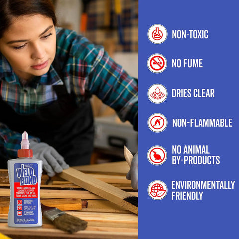 Person using Non-Toxic All-Purpose Wood Glue For Woodworking And Crafts, Crystal Clear Dries Fast, Water Resistant, 60 ml with benefits