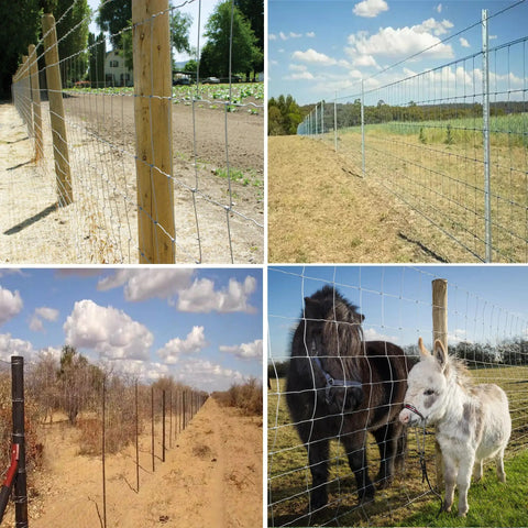Heavy Duty Farm Fence 4Ft By 164Ft Galvanized Hog Wire Fence For Livestock Yard Cattle Sheep Goat Protection Zinc Coated 14 Gauge Steel Wire Twisted Weave Construction