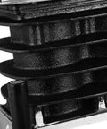 Close-up of Heavy Duty 3HP Air Compressor Pump Featuring Twin Cylinder Aluminum Head, showcasing textured black surface and cooling fins.