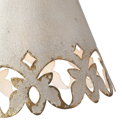 Detail of Eloise Small Pendant Light In Antique Ivory With Matching Shade Vintage Rustic Ceiling Fixture Durable Steel Construction