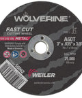 Three Inch Wolverine AO Steel Metal Fast Cut Wheel With Aggressive Performance, Dual Reinforcement, Open Arbor