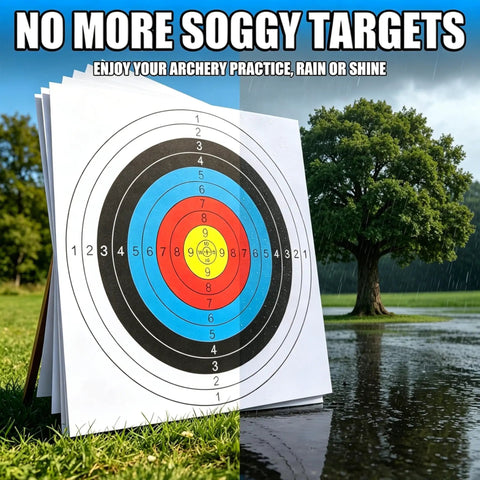 Archery Target Paper Set For Backyard Practice And Hunting with durable target in dry and wet conditions outdoors.