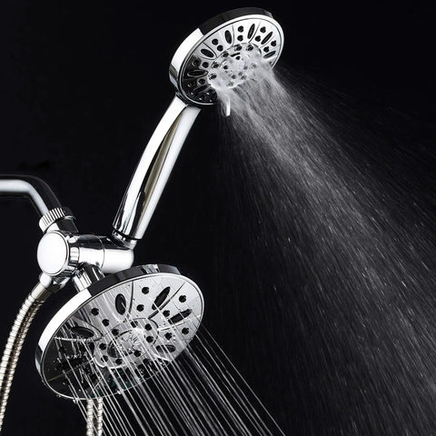 Premium 6 Inch High Pressure Three Way Rainfall Shower Combo With Dope Rain Head And Six Setting Handheld Use Separately Or Together
