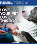 Low Key Quiet Pet Nail Grinder For Dogs And Cats Easy Peasy Paw Trimmer being used on a dog's paw for safe home grooming.