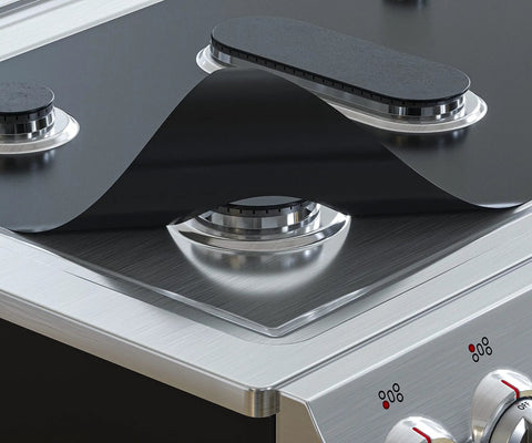Custom Fit Gas Stove Top Cover Protector For Your Burner Area - Heat Resistant Up To 572 F - Nonstick Teflon Liner in use