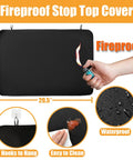 Heat Resistant Glass Stovetop Cover For Electric Stoves 21 By 29 Point 5 Inches Fireproof Waterproof Shield, black cover with fire test