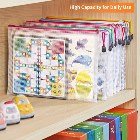 Colorful A4 Zipper Mesh Document Pouches 24 Pack Set In 10 Colors Waterproof Storage Bags for Office School Travel and Home