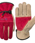 Womens Leather Work Gloves X Large For Gardening Welding Construction Chainsaw Farm Ranch Utility With Cowhide Leather And Cotton Lining Durable Rugged Grip Rose Red Gray