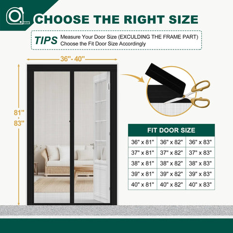Adjustable Magnetic Screen Door For Wide Openings 36 To 40 Inch Width And 81 To 83 Inch Height installation guide, black