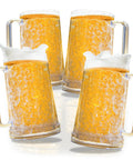 Chill Out With These Super Solid Double Wall Freezer Beer Mugs Holding Sixteen Ounces Using Encased Gel Cores To Keep Every Sip Frosted Without Adding Ice To The Mix, four durable acrylic mugs with frosty beer.