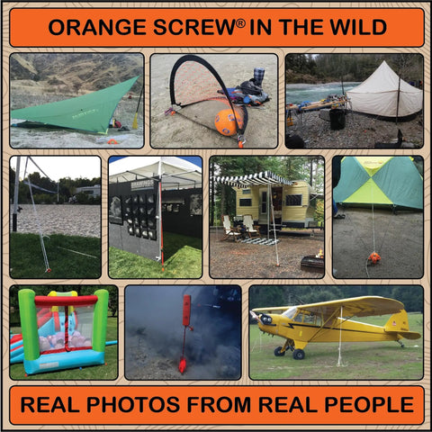 Outdoor setups using Beefy Heavy Duty Ground Anchors For Tents And Canopies With Screw In Stakes For High Wind And Sand