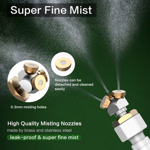 Close-up of nozzle from Upgraded Outdoor Misters For Patio With 3 Nozzles And Six Point Six Foot Aluminum Bendable Hose Misting System