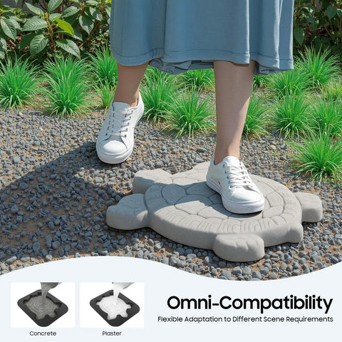 Person standing on Reusable Turtle Shaped Concrete Stepping Stone Mold For DIY Garden Pathways And Walkways, 15.74x13.39 inches