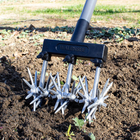 Rotary Cultivator Garden Tool With Long Handle For Easy Clod Breaking And Seedbed Prep Adjustable Hand Tiller Manual Soil Crusher