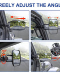 Door Off Mirror Upgrade For Jeep Wrangler JL JLU And Gladiator JT 2018-2023 with adjustable angles, shown in multiple views.
