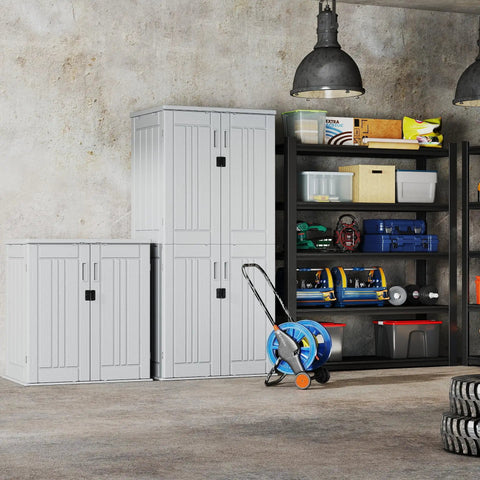 Beefy Heavy Duty Outdoor Tall Storage Cabinet Weatherproof 28 Cu Ft Garage Organizer With 4 Adjustable Shelves Locking Double Doors