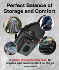 Largemouth 3.0 Fishing Sling Pack Gray With 3600 Quiklatch Tackle Trays Plier Holster Deep Tray Padded Back Pad Heavy Duty