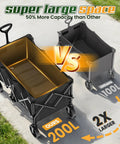 Heavy Duty Foldable Wagon Cart With Wheels 450 Lb Capacity vs smaller wagon demonstrating size difference