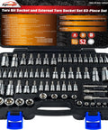 63-Piece Torx Bit Socket And External Torx Socket Set in case, Hardened S2 Alloy Steel, Made In Taiwan, includes drive adapters