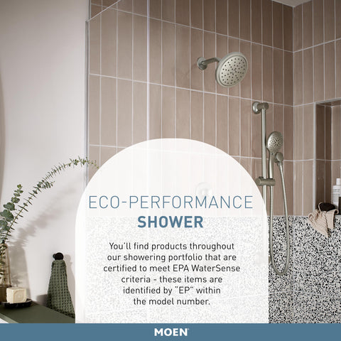 Eco-Performance 5 Function Handheld Shower Head Chrome Finish With Removable Head 69-Inch Hose 30-Inch Slide Bar