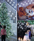 Snowflake Icicle Christmas Lights For Outdoor Decor, 6.5Ft 144LED Curtain String With 12 Drops, in festive settings