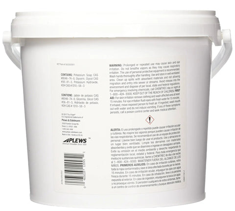 Back of Stuf Concentrated Tire Mounting Lubricant 8 Lb Pail For Easy Tire Installations with safety warnings visible