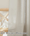 Sheer Linen Textured Grommet Curtains 84 Inch Long Semi Sheer Privacy Light Filtering Shabby Chic for Living Room