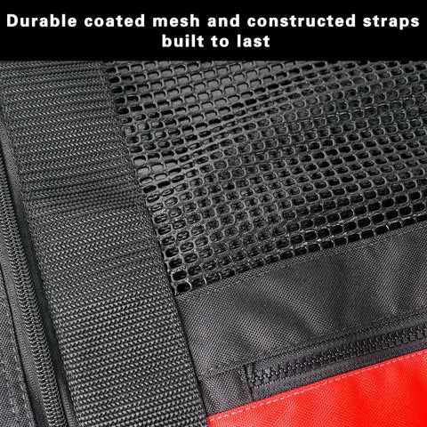 Close-up of Extra Large Mesh Dive Bag For Scuba Gear And Snorkeling showing sturdy straps and heavy duty PVC coated mesh
