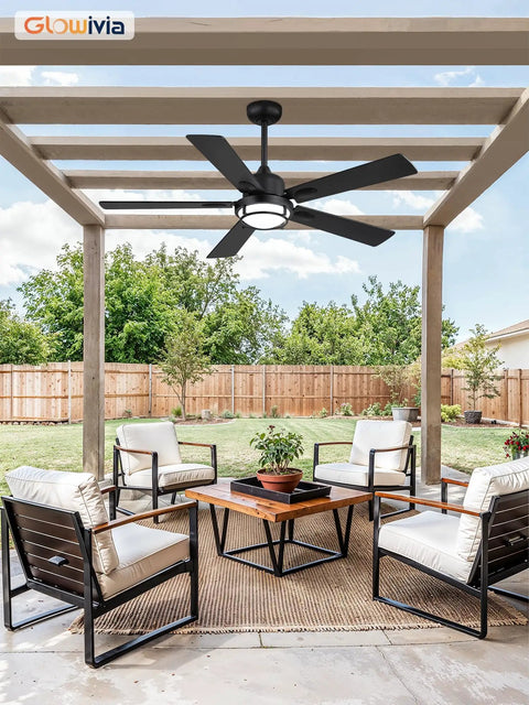 52 Inch Outdoor Ceiling Fan With Lights For Patio And Pergola IP65 Waterproof Gazebo Hanging Fan DC Motor 6 Speed 3CCT
