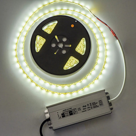 100W IP67 Waterproof LED Driver Power Supply 85 To 265V AC To 12V DC Converter with LED strip and cable visible