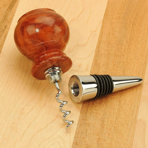 Kickass Five Piece Bottle Stopper Kit Bundle With Wide Cherry Wood Turnery Blanks For Slick Diy Home Bar Crafting And Cool Woodworking Projects That Totally Hit The Spot