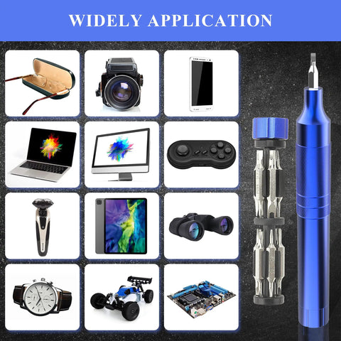 All-In-One Pen Style Precision Screwdriver Set With 12 Double-Ended Bits S2 Steel For Eyeglasses, Watches, Jewelry And Electronics