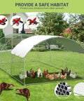 Large Walk In Metal Chicken Coop With Waterproof And UV Resistant Cover For Outdoor Backyard Or Farm Use, Heavy Duty Galvanized Frame