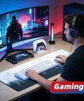 Forest Pattern Extended Gaming Mouse Pad Large Desk Mat Ultra Wide 31.5 X 11.8 Inches with Non Slip Neoprene Backing shown on desk
