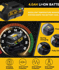 4.0Ah battery for Cordless Impact Wrench One Half Inch With Five Beefy Torque Settings Up To 400 Nm And 300 Ft-Lbs Max