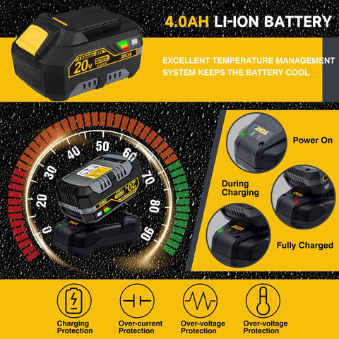 4.0Ah battery for Cordless Impact Wrench One Half Inch With Five Beefy Torque Settings Up To 400 Nm And 300 Ft-Lbs Max