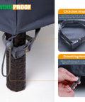 Close-up of Heavy Duty Waterproof Rectangular Patio Table Cover 86 by 44 by 27.5 Inches, showing windproof straps and hem.
