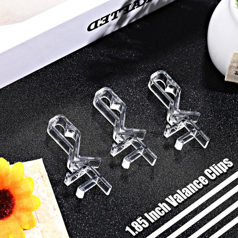 Top Notch Hidden Valance Clips For Window Blinds Clear Plastic Clip Tabs For Horizontal Shades, 1.85 inch size.