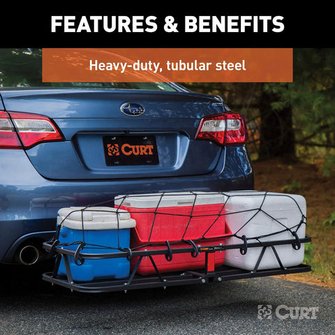 Heavy Duty Cargo Basket Hitch Carrier For SUV And Truck, 500 Lb Capacity, 46.5 X 17.5 X 5.5 Inch Rack With Six Inch Sides