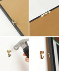 Picture Hanging Kit 220 Pieces Gold Hardware Set With Assorted Hooks Nails Sawtooth Hangers D Rings Steel Wire Ring Hooks For Frames Canvas And Decor Ready To Mount At Home showing frame installation details